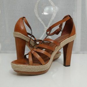 Coach rope/wood Delanie leather platform heels